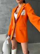 ELLO ETİKETLİ ÇENGELLİ İĞNE DETAYLI CEKET - Orange resmi